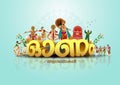 south Indian Kerala festival happy onam greetings background. (Malayalam translation: Onam