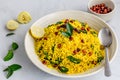 South Indian Lemon Rice in a Bowl on White Background Royalty Free Stock Photo