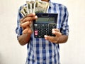 South Indian man showing five hundred rupees notes Royalty Free Stock Photo