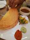 South Indian pancakes of rice and lentils called dosa Royalty Free Stock Photo