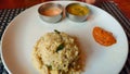 South indian pongal in white plate