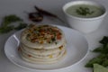 South Indian Uttapam. Healthy pan cake made of fermented batter of rice and lentils