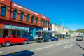 SOUTH ISLAND, NEW ZEALAND- MAY 23, 2017: Some cars parked in the street in main South Road, Greymouth, New Zealand