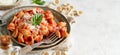 South italian  pasta orecchiette with tomato sauce and cacioricotta cheese Royalty Free Stock Photo