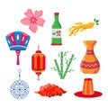 South Korea asian doodle element for tourism travel traditional pattern