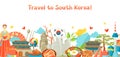 South Korea banner design. Korean traditional symbols and objects