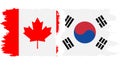 South Korea and Canada grunge flags connection vector Royalty Free Stock Photo