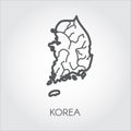 South Korea contour map. Simplicity icon in line style of country. Vector illustration template