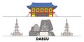 South Korea, Daegu flat landmarks vector illustration. South Korea, Daegu line city with famous travel sights, skyline