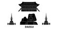 South Korea, Daegu flat travel skyline set. South Korea, Daegu black city vector illustration, symbol, travel sights Royalty Free Stock Photo