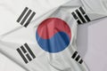 South Korea fabric flag crepe and crease with white space.