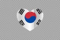 South Korea flag in heart shape isolated on png or transparent background,Symbols of Seoul South Korea, template for banner,card