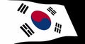 South Korea flag slow waving in perspective, Animation 4K footage