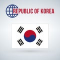 South Korea Flag vector illustration isolated on modern background with shadow. Royalty Free Stock Photo