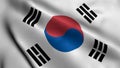 South Korea Flag. Waving Fabric Satin Texture Flag of South Korea 3D illustration Royalty Free Stock Photo