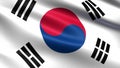 South korea flag, with waving fabric texture