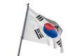 South Korea flag waving isolated white background 3D illustration