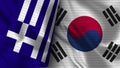 South Korea and Greece Realistic Flag Ã¢â¬â Fabric Texture Illustration Royalty Free Stock Photo
