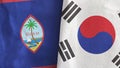 South Korea and Guam two flags textile cloth 3D rendering