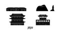 South Korea, Jeju flat travel skyline set. South Korea, Jeju black city vector illustration, symbol, travel sights Royalty Free Stock Photo