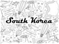 South Korea line art design vector illustration