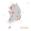 South Korea map with administrative divisions.