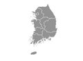 South Korea map with city, gray tone on white background,illustration,textured , Symbols of South Korea,  graphic designer element Royalty Free Stock Photo