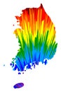 South Korea - map is designed rainbow abstract colorful pattern, Republic of Korea ROK map made of color explosion