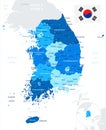 South Korea - map and flag - illustration