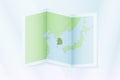 South Korea map, folded paper with South Korea map