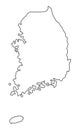 South Korea map outline vector illustration Royalty Free Stock Photo