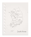 South Korea map on realistic clean sheet of paper torn from block