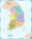 South Korea Map - Vector Illustration