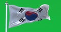 South Korea national flag waving isolated on a green background