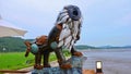 A surrealistic Sculpture next to the Modo ri Island pier by the sea