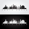 South Korea skyline and landmarks silhouette
