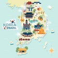 South Korea travel map Royalty Free Stock Photo