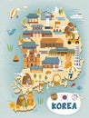 South Korea travel map Royalty Free Stock Photo