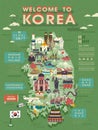 South Korea travel map Royalty Free Stock Photo