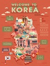 South Korea travel map Royalty Free Stock Photo