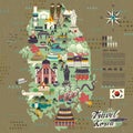 South Korea travel map Royalty Free Stock Photo