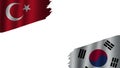 South Korea and Turkey Turkish Flags, Obsolete Torn Weathered, Crisis Concept, 3D Illustration Royalty Free Stock Photo