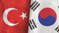 South Korea and Turkey two flags textile cloth 3D rendering Royalty Free Stock Photo