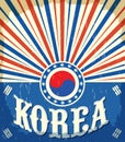 South Korea vintage old poster with Korean flag colors