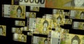 South Korea Won 50000 banknote Ã¢â¬â flying between transparent money