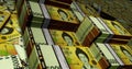 South Korea Won 50000 banknote packs - flying over KRW money stack