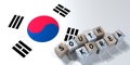 South Korea - wooden cubes and country flag Royalty Free Stock Photo