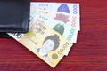 South korean money in the black wallet