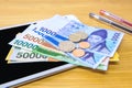 South Korean won currency and finance business. Royalty Free Stock Photo