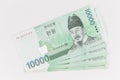 South Korean won currency in 10 000 won value, save your money concept